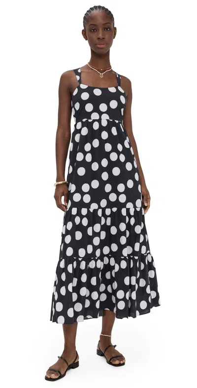 Playa Lucila Polka Dot Dress Black/white In Animal Print
