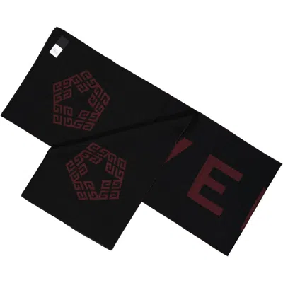 Givenchy Wool Logo Scarf Men In Black
