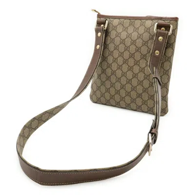 Pre-owned Gucci Beige Brown Dark Brown Gg Supreme Leather Shoulder Bag ()