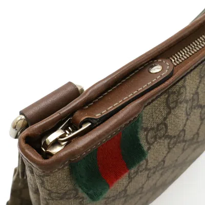 Pre-owned Gucci Beige Brown Dark Brown Gg Supreme Leather Shoulder Bag ()