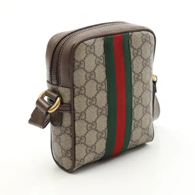 Pre-owned Gucci Beige Brown Multi-color Pvc Coated Canvas Leather Shoulder Bag ()