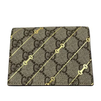 Pre-owned Gucci Beige Gg Supreme Wallet (bi-fold) () In Sand