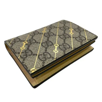 Pre-owned Gucci Beige Gg Supreme Wallet (bi-fold) () In Sand