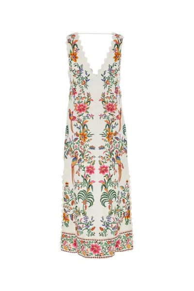 Farm Rio Printed Linen Dress In White
