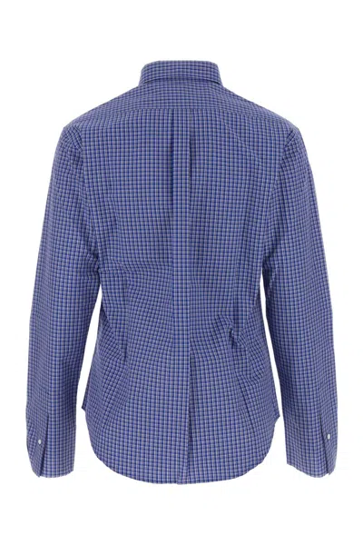 Miu Miu Embroidered Poplin Shirt In Blue