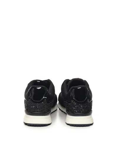 Liu •jo Maxi Wonder Logo-plaque Glittered Sneakers In Black