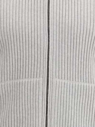 Brioni Zip-up Ribbed-knit Cardigan In Gray
