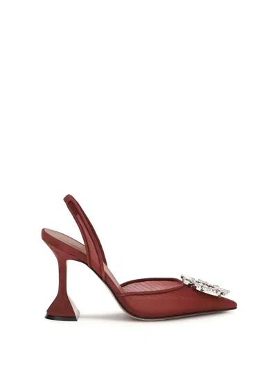 Amina Muaddi 95mm Begum Crystal-embellished Heeled Sandals In Burgundy