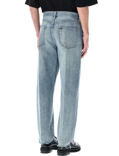 Fear Of God Five-pocket Raw Hem Straight Leg Jeans In Indigo 2