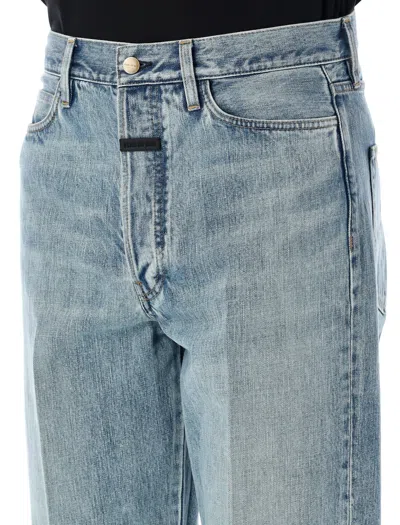 Fear Of God Five-pocket Raw Hem Straight Leg Jeans In Indigo 2