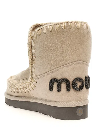 Mou Eskimo 18 Glitter Logo Ankle Boots In Nude