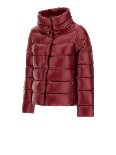 Herno Structured Bordeaux Polyamide Coat In Burgundy