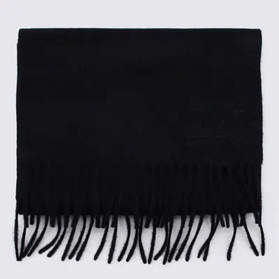 Max Mara Cashmere Stole With Fringed Edges In Black