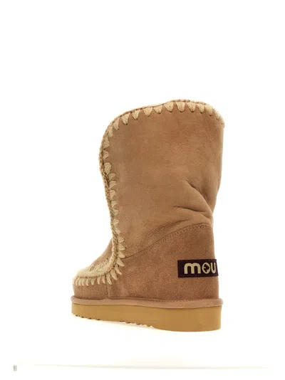 Mou Eskimo 24 Sheepskin Boots With Crochet Stitching In Animal Print