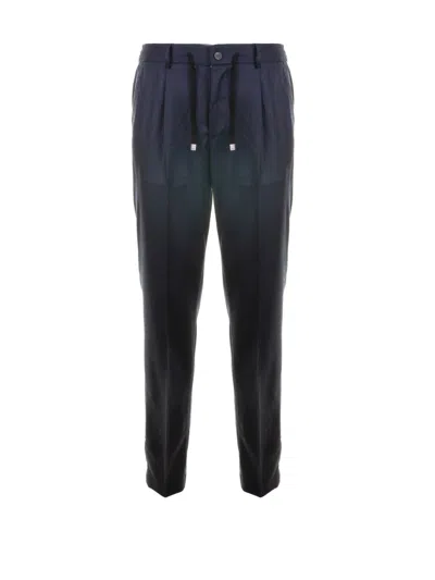 Peserico Drawstring Flanella Trousers In Blue