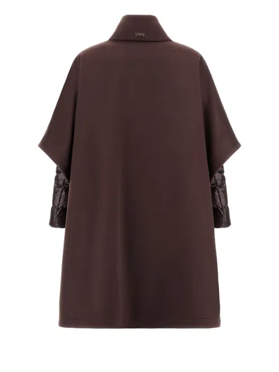 Herno Poncho In Luxury Wool And Nylon Ultralight In Brown