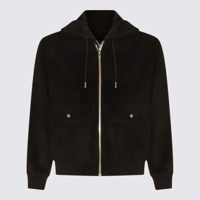 Moose Knuckles Black Wool Casual Jacket In Black