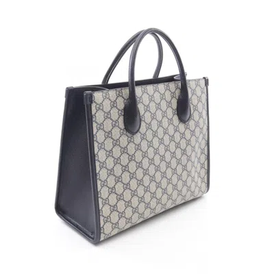 Pre-owned Gucci Beige Navy Pvc Leather Tote Bag () In Multi