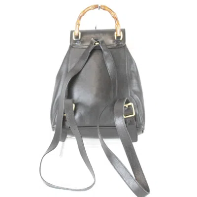 Pre-owned Gucci Black Bamboo Leather Backpack ()