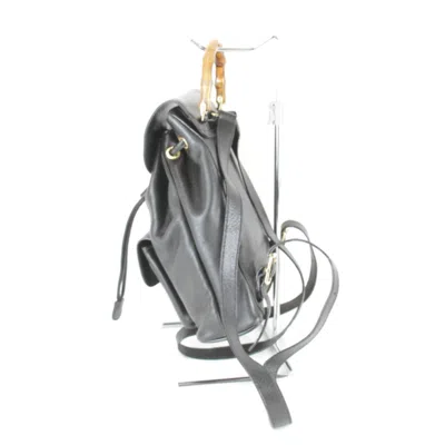 Pre-owned Gucci Black Bamboo Leather Backpack ()