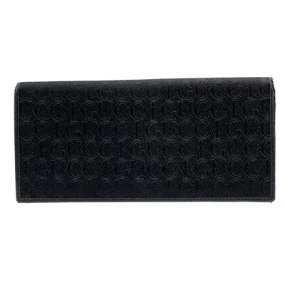 Pre-owned Gucci Black Canvas Leather Long Wallet (bi-fold) ()