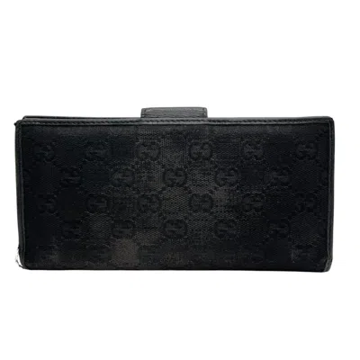 Pre-owned Gucci Black Canvas Leather Long Wallet (bi-fold) ()