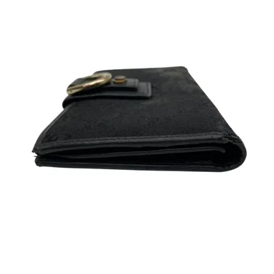Pre-owned Gucci Black Canvas Leather Long Wallet (bi-fold) ()