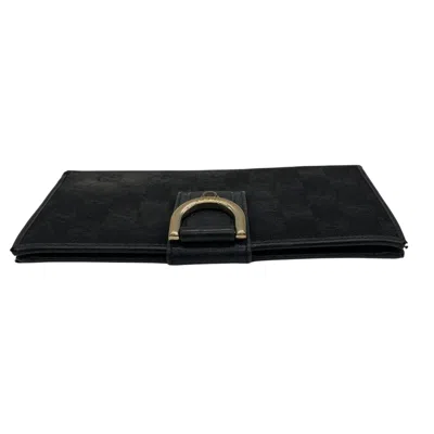 Pre-owned Gucci Black Canvas Leather Long Wallet (bi-fold) ()