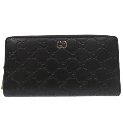 Pre-owned Gucci Black Leather Long Wallet (bi-fold) ()