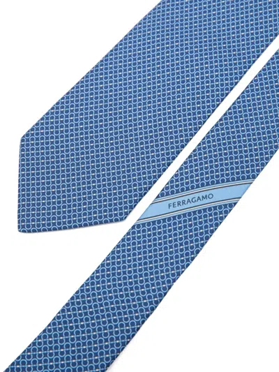 Ferragamo Patterned Tie In Blue