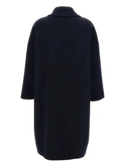 Aftercoat Dropped-shoulders Button Coat In Blue