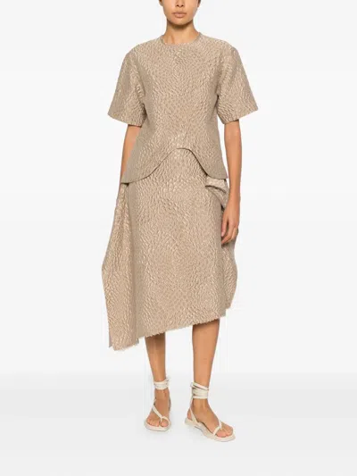 Niccolò Pasqualetti Onda Textured Short-sleeve Top In Brown