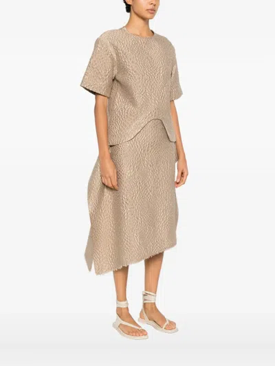 Niccolò Pasqualetti Onda Textured Short-sleeve Top In Brown