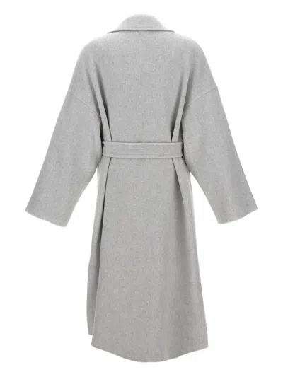 Aftercoat Dropped-shoulders Belted Coat In Gray