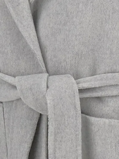 Aftercoat Dropped-shoulders Belted Coat In Gray