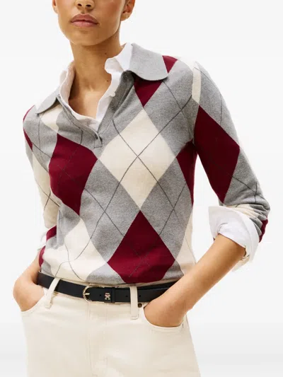 Tommy Hilfiger Polo-collar Sweater In Gray