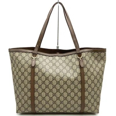 Pre-owned Gucci Brown Gg Supreme Leather Tote Bag ()