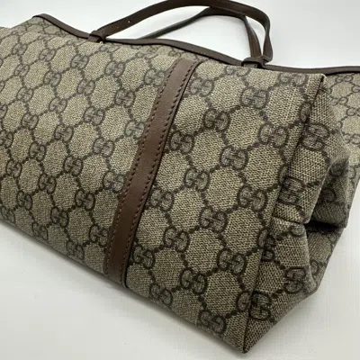 Pre-owned Gucci Brown Gg Supreme Leather Tote Bag ()