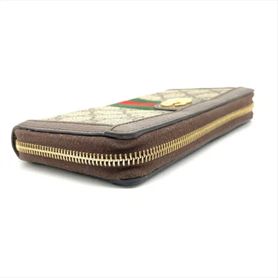 Pre-owned Gucci Brown Leather Gg Supreme Long Wallet (bi-fold) ()