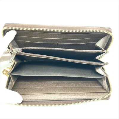 Pre-owned Gucci Brown Leather Gg Supreme Long Wallet (bi-fold) ()