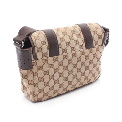 Pre-owned Gucci Gg Canvas Beige Brown Gg Canvas Leather Shoulder Bag () In Multi