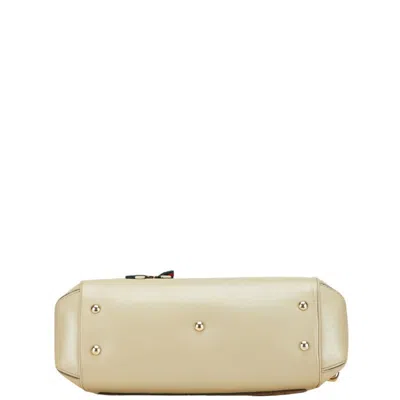 Pre-owned Gucci Gg Canvas Beige Gg Canvas Leather Handbag Shoulder Bag () In Sand