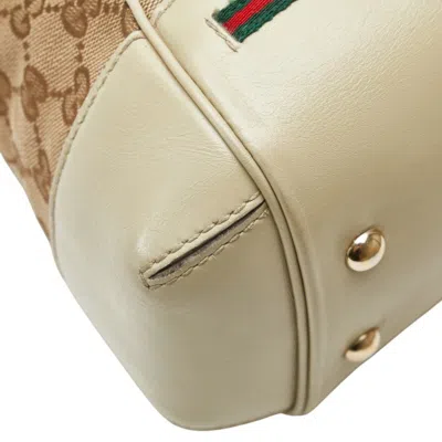 Pre-owned Gucci Gg Canvas Beige Gg Canvas Leather Handbag Shoulder Bag () In Sand