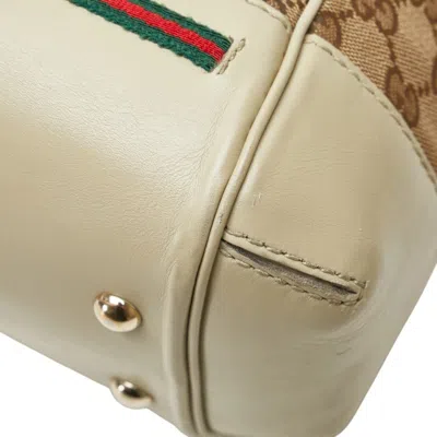 Pre-owned Gucci Gg Canvas Beige Gg Canvas Leather Handbag Shoulder Bag () In Sand