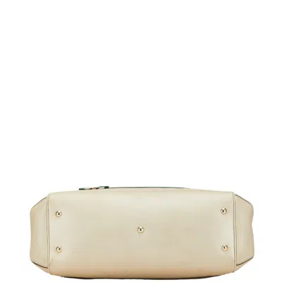 Pre-owned Gucci Gg Canvas Beige Gg Canvas Leather Shoulder Bag Tote Bag () In Sand