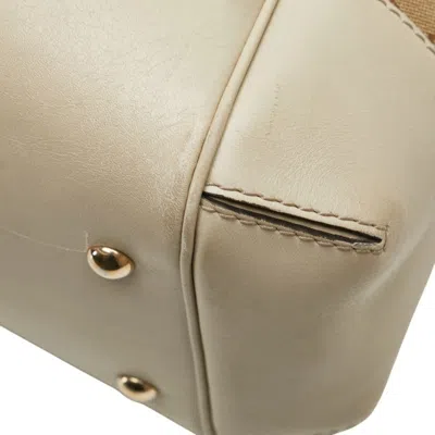 Pre-owned Gucci Gg Canvas Beige Gg Canvas Leather Shoulder Bag Tote Bag () In Sand