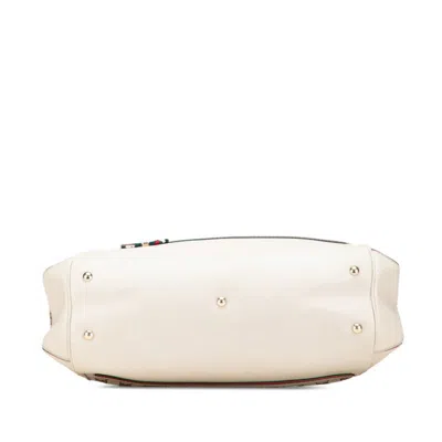 Pre-owned Gucci Gg Canvas Beige Ivory Canvas Leather Handbag Shoulder Bag () In Multi