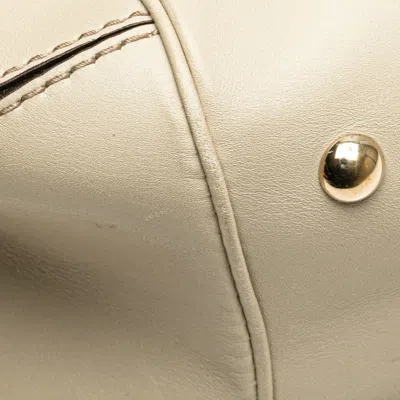 Pre-owned Gucci Gg Canvas Beige Ivory Canvas Leather Handbag Shoulder Bag () In Multi