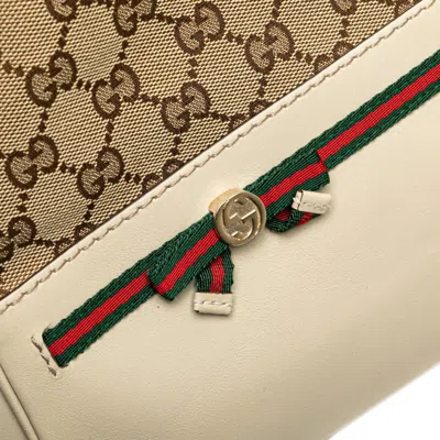 Pre-owned Gucci Gg Canvas Beige Ivory Canvas Leather Handbag Shoulder Bag () In Multi