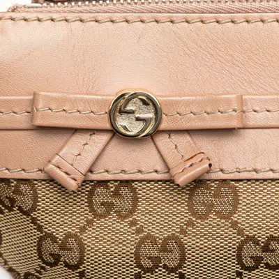 Pre-owned Gucci Gg Canvas Beige Pink Gg Canvas Leather Shoulder Bag ()